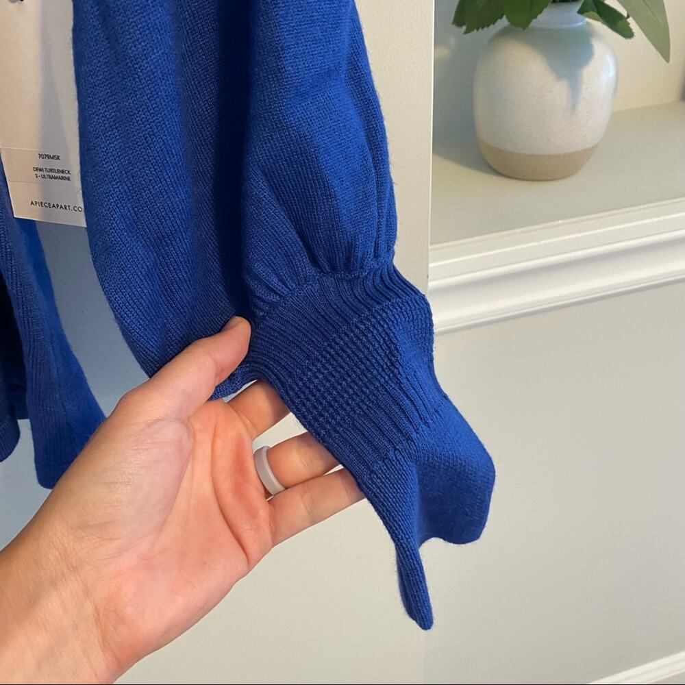 NWT APIECE APART Royal Blue Wool Silk Balloon Sleeve Sweater Small - Picture 9 of 16